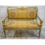 CANAPE, early 20th century Empire style painted and gilded with eagle centred top rail, sphynx arm
