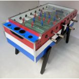 THE GARLANDO TABLE FOOTBALL, glazed top, red, white and blue, made in Italy, 77cm D x 156cm W x 96cm