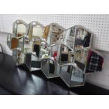 ABSTRACT RELIEF WALL MIRRORS, a pair, contemporary, 110cm x 50cm.