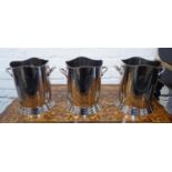 CHAMPAGNE BUCKETS, a set of three, each stamped Louis Roederer, 24cm H x 25cm Diam. (3)
