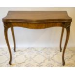 SERPENTINE CARD TABLE, George III mahogany, circa 1780, Hepplewhite period with light tan baize