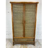 WARDBROBE, to match the previous lot, 1970's dual colour rattan and bamboo, 191cm H x 110cm W x 59cm