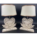 BLANC D'IVORIE TABLE LAMPS, a pair, 31cm x 52cm H. (with faults) (2)