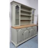 DRESSER, green painted, 163cm x 179cm x 45cm D.