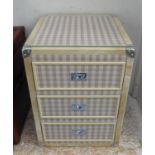 SIDE TRUNK, with three drawers, in a gingham fabric finish, 51cm x 51cm x 73cm H.