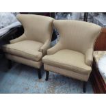 ARMCHAIRS, a pair, with neutral upholstery, 84cm W x 101cm H. (2)