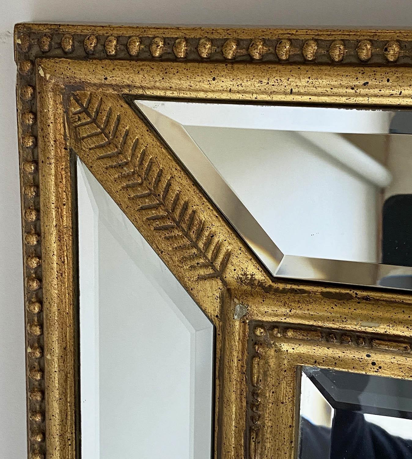 WALL MIRROR, Georgian style beaded giltwood with marginal and bevelled plates throughout, 193cm H - Image 3 of 4