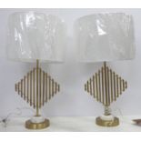 J HUNT HOME TABLE LAMPS, a pair, with shades, 68cm H. (2)