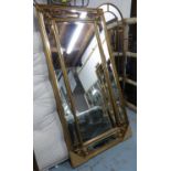 MIRROR, Continental style, mirrored frame with gilt detail, 183cm x 92cm.