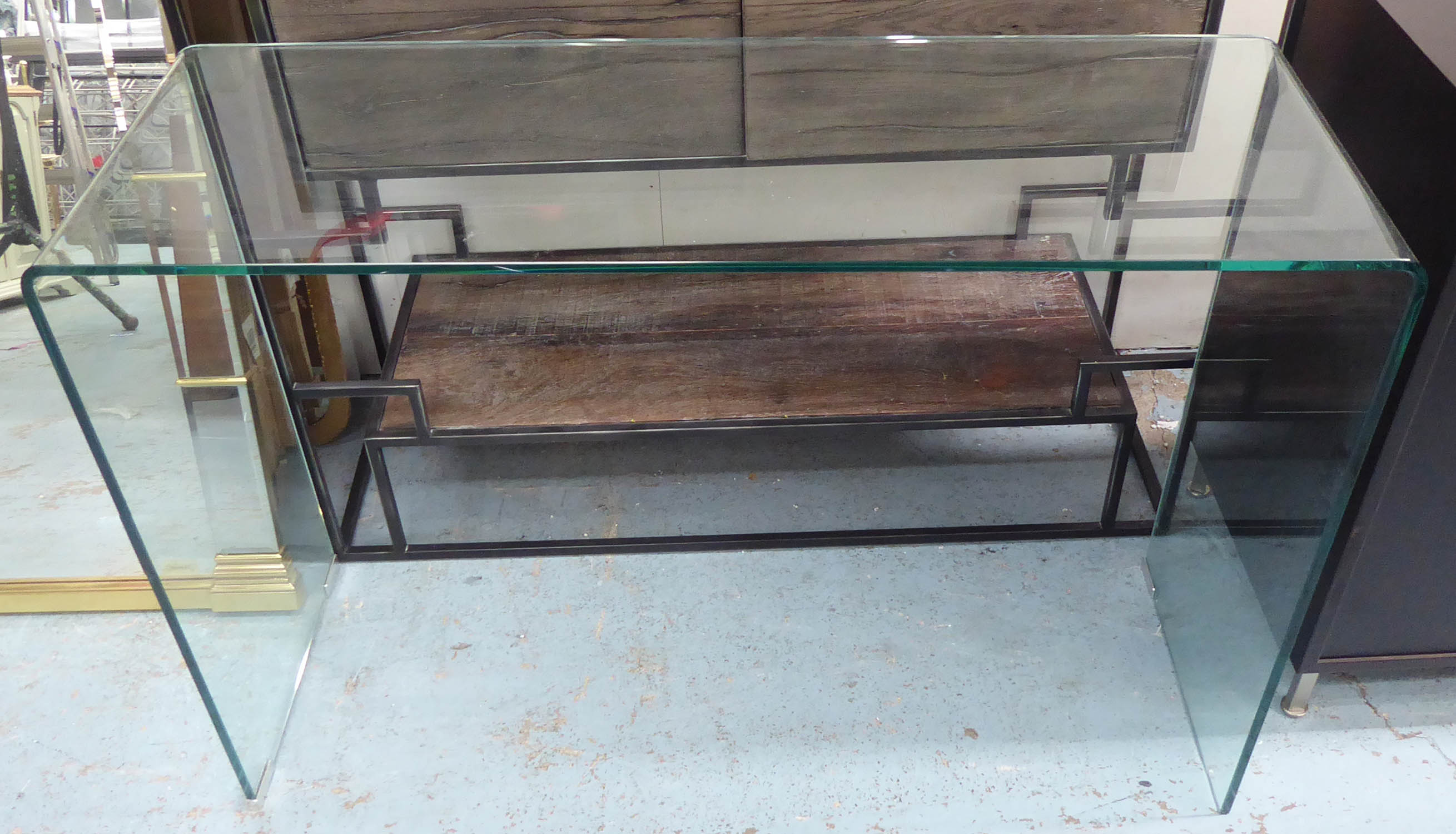 CONSOLE TABLE, contemporary formed glass, 112.5cm L x 38cm W x 79cm H. - Image 3 of 3