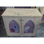 TROMPE L'OEIL PAINTED CABINET, with two doors, 100cm x 49cm x 80cm.