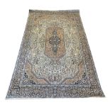 FINE PURE SILK TEHRAN DESIGN RUG, 250cm x 152cm.