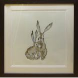 CATHERINE RAYNER (Contemporary British) 'Two Rabbits', signed, limited edition, hand coloured print,
