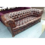 CHESTERFIELD SOFA, with buttoned brown leather upholstery, circa 1930, 230cm L x 79cm H x 104cm D.