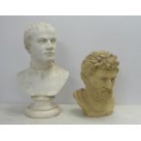 BUSTS, a collection of two, of differing gentleman, 56cm at tallest. (2)