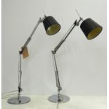 FRADSDEN LIGHTING DESK LAMPS, a pair, with shades, 96cm H at tallest.