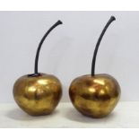 OVERSIZED CHERRIES, a pair, gilt finish, 52cm H. (2)