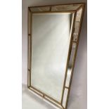 WALL MIRROR, Georgian style beaded giltwood with marginal and bevelled plates throughout, 193cm H