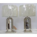 TABLE LAMPS, a pair, mirrored design with shades, 66cm H. (2)