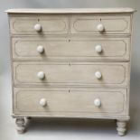 CHEST, Victorian grey painted and black lined with two short and three long drawers, 95cm x 98cm H x