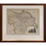 PIGOT AND SON (19th Century Manchester) 'Map of Yorkshire', hand coloured engraving, 34cm x 37cm,