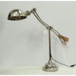 DESK LAMP, Art Deco style polished metal design, 89cm H.