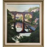 GEOFFREY LAW, 'The last boat home, Knaresborough', oil on board, 59cm x 49cm, signed and dated,