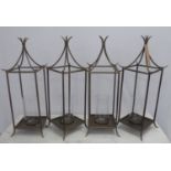 STORM LANTERNS, a set of four, Oriental style, glass inserts, 68cm H. (4)