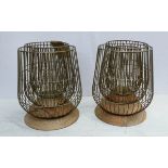 LANTERNS, two graduated sets of three, 32cm H at largest. (6)