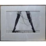 DAVID BAILEY, 'Legs and hosepipe', gelatin silver print, signed, 10/200, 25cm x 38cm, framed. (