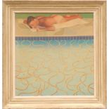 DAVID HOCKNEY, 'Male bather', quadrichrome on board, 48cm x 45cm.