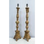 TABLE LAMPS, a pair, aged finish, 79cm H. (2)