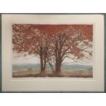 DENIS ALDRIDGE (b. 1898-1985) 'Red Leaf Ridge', etching in colours, signed, numbered and titled in