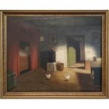 OSVALD RASMUSSEN (1885-1972 Denmark) 'Kitchen Interior', oil on canvas, 37cm x 49cm, signed and