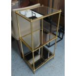 ETAGERE, 1960's French style, gilt metal with silvered glass tiers, 91cm H x 41cm W x 31cm D.