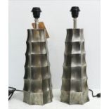 TABLE LAMPS, a pair, 1970's Italian style, polished metal, 50cm H. (2)