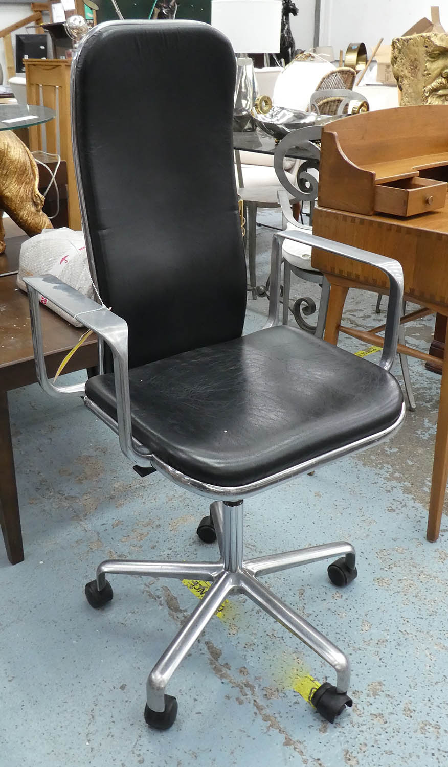 AFTER FREDERICK SCOTT SUPPORTO STYLE DESK CHAIR, 113cm H (one castor damaged).