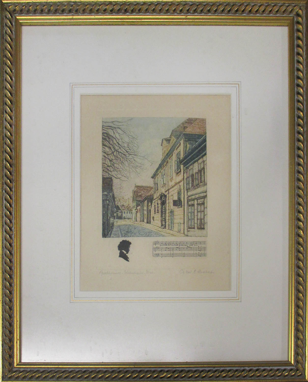 OG. KAV. E. CHABERT 'Beethoven's House and Schubert's Birth House in Vienna', a pair of colour