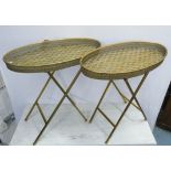 SIDE TABLES, a pair, Moroccan style, gilt metal, 64cm x 33cm x 67.5cm. (2)