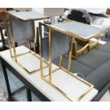 SIDE TABLES, a pair, faux shagreen, with swing reading racks, 48cm x 31cm x 61cm. (2)