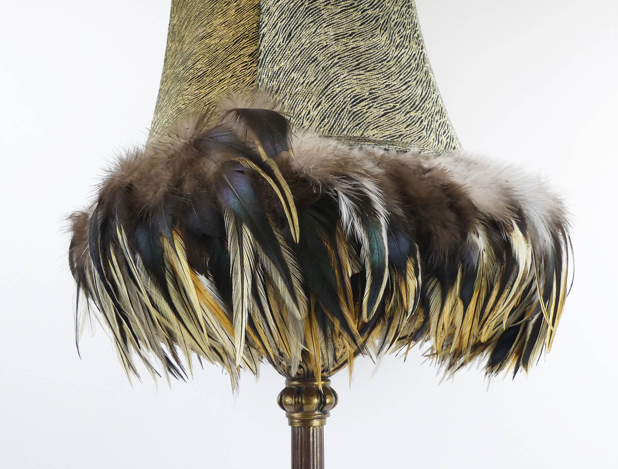 TABLE LAMPS, a pair, contemporary, with feathered shades, 90cm H. (2) - Image 4 of 5