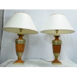 TABLE LAMPS, a pair, contemporary ceramic with shades, 79cm H approx. (2)