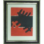 GIUSEPPE CAPOGROSSI 'Composition in red and black', 1957, original pochoir, printed by Jacomet,