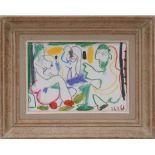 PABLO PICASSO 'Les Dejeuners', off set lithograph, 18cm x 25cm, framed and glazed.