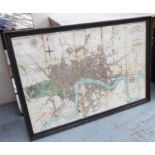 REPRODUCTION VINTAGE MAP OF LONDON, framed, 132.5cm x 91.5cm.