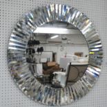 WALL MIRROR, Art Deco style, mirrored sunburst design, 76cm diam.