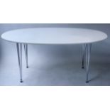 AFTER PIET MEIN, BRUNO MATTISON AND ARNE JACOBSEN SUPER-ELLIPTICAL STYLE TABLE, oval, white
