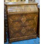 WASHSTAND, late 19th century French Napoleon III burr walnut with a rising top enclosing a mirror