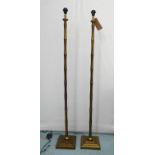 FAUX BAMBOO FLOOR LAMPS, a pair, gilt metal, 149cm H. (2)