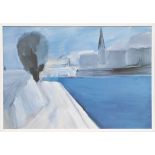 NICOLAS DE STAEL 'Quai a Paris', quadrichrome, 70cm x 103cm, framed and glazed.